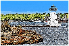 Palmer Island Light in New Bedford Harbor -Digital Painting